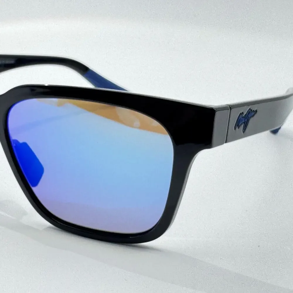 Maui Jim Sunglasses Punikai MP-BH MJ631-02 Black Square Blue Lens 56-17-140mm